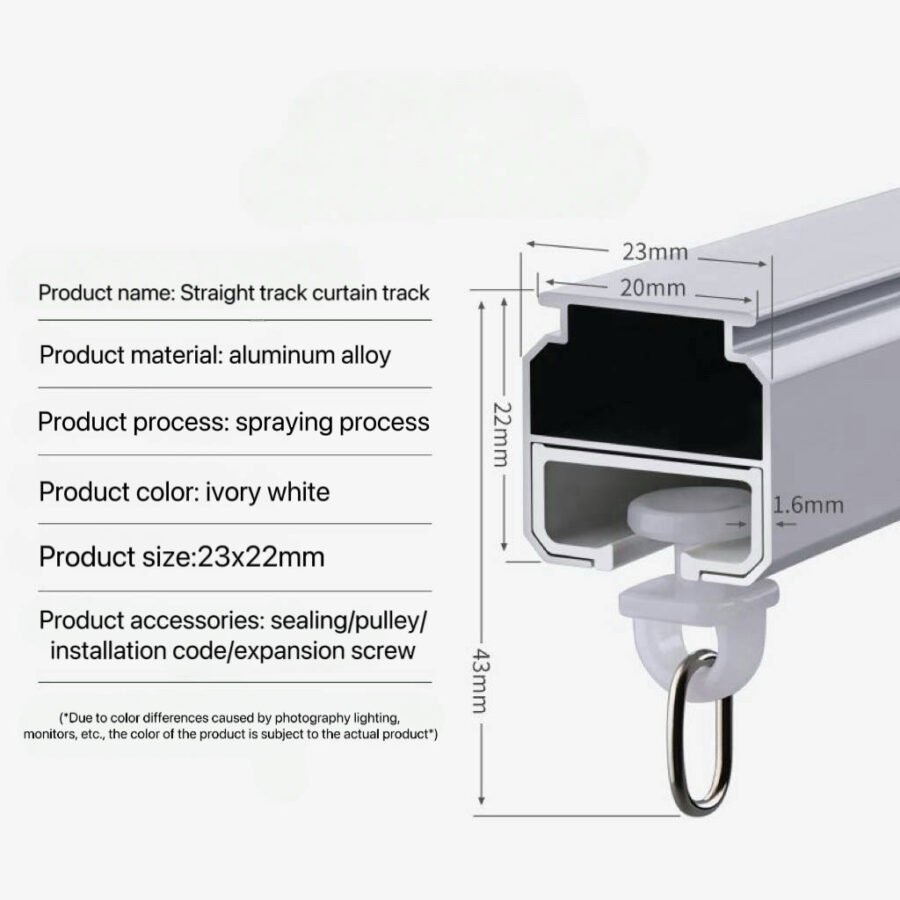 [0925] Alloy Curtain Track Gliders  Straight Track - Image 6